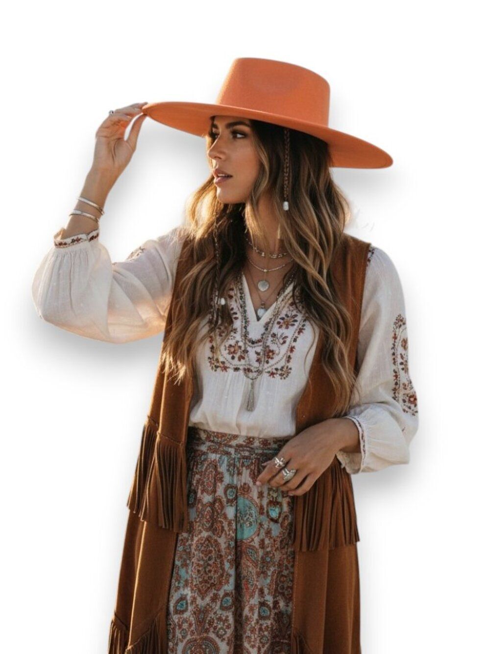 Vibrant Round Crown Wide Brim Fedora - NWT